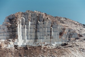 Steinbruch von Naxos-Marmor bei Kinidaros in Griechenland